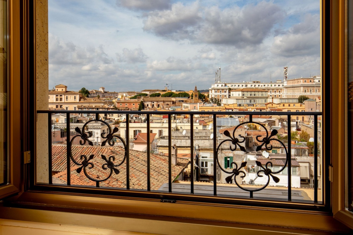 Hotel Colosseum - View from a hotel bedroom window, overlooking Rome.
