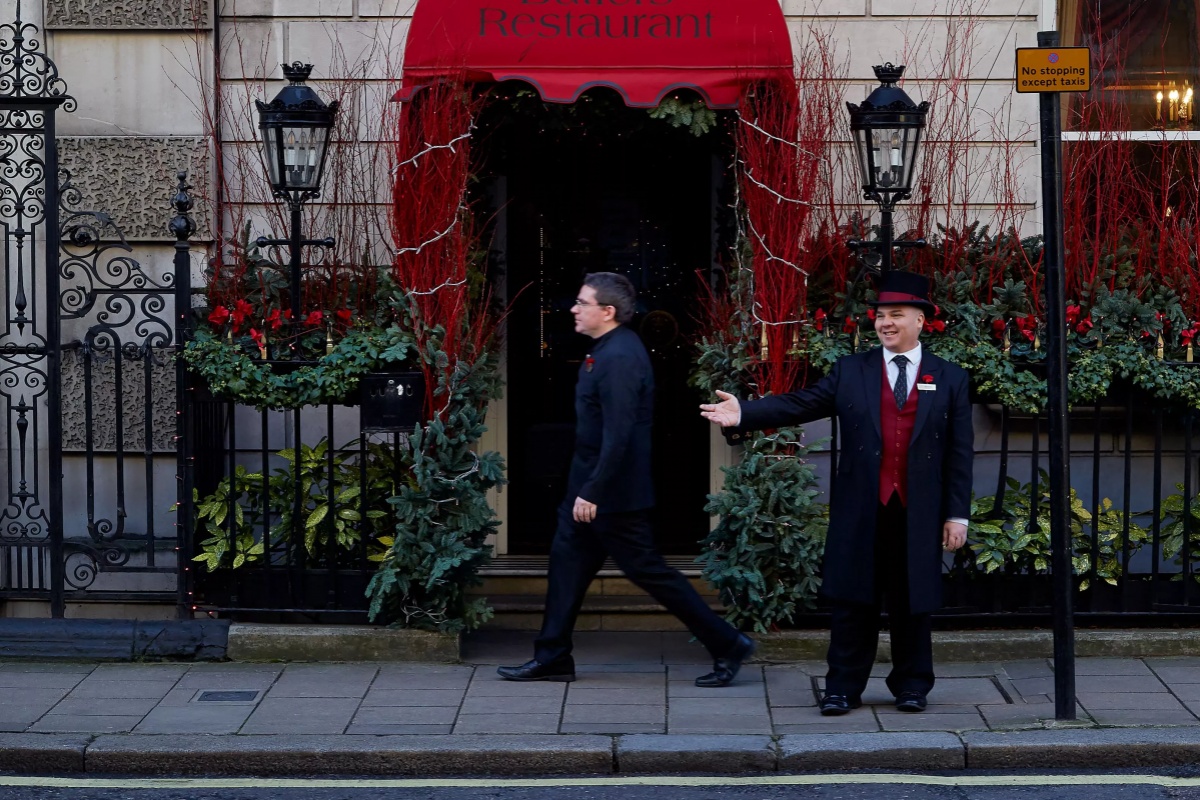 The Chesterfield Mayfair - two men walking on the sidewalk