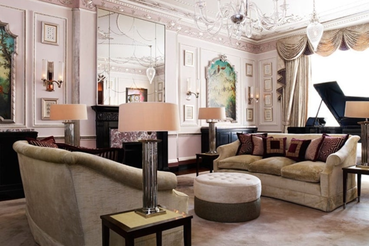 The Connaught - a living room with a large mirror