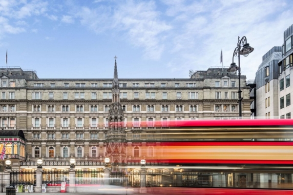 The Clermont, Charing Cross - a red bus in front of a building